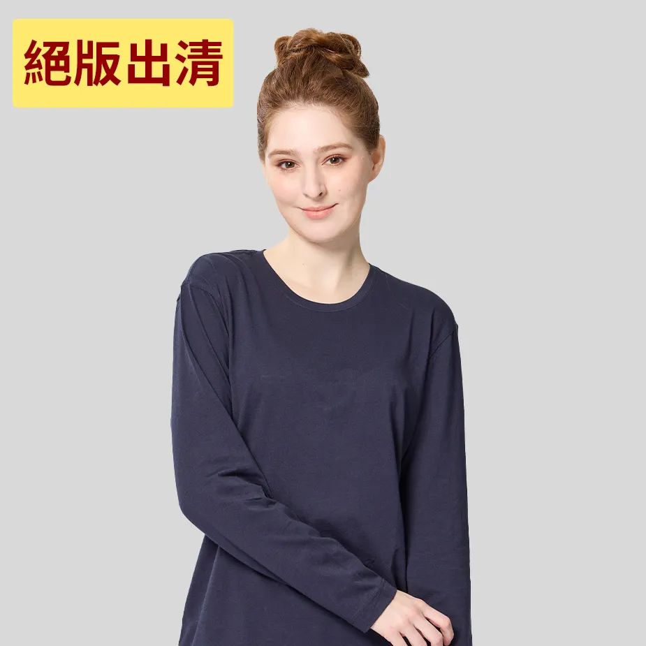 【絕版出清】三花彩色T恤.圓領長袖衫.女內衣_深藍 9722