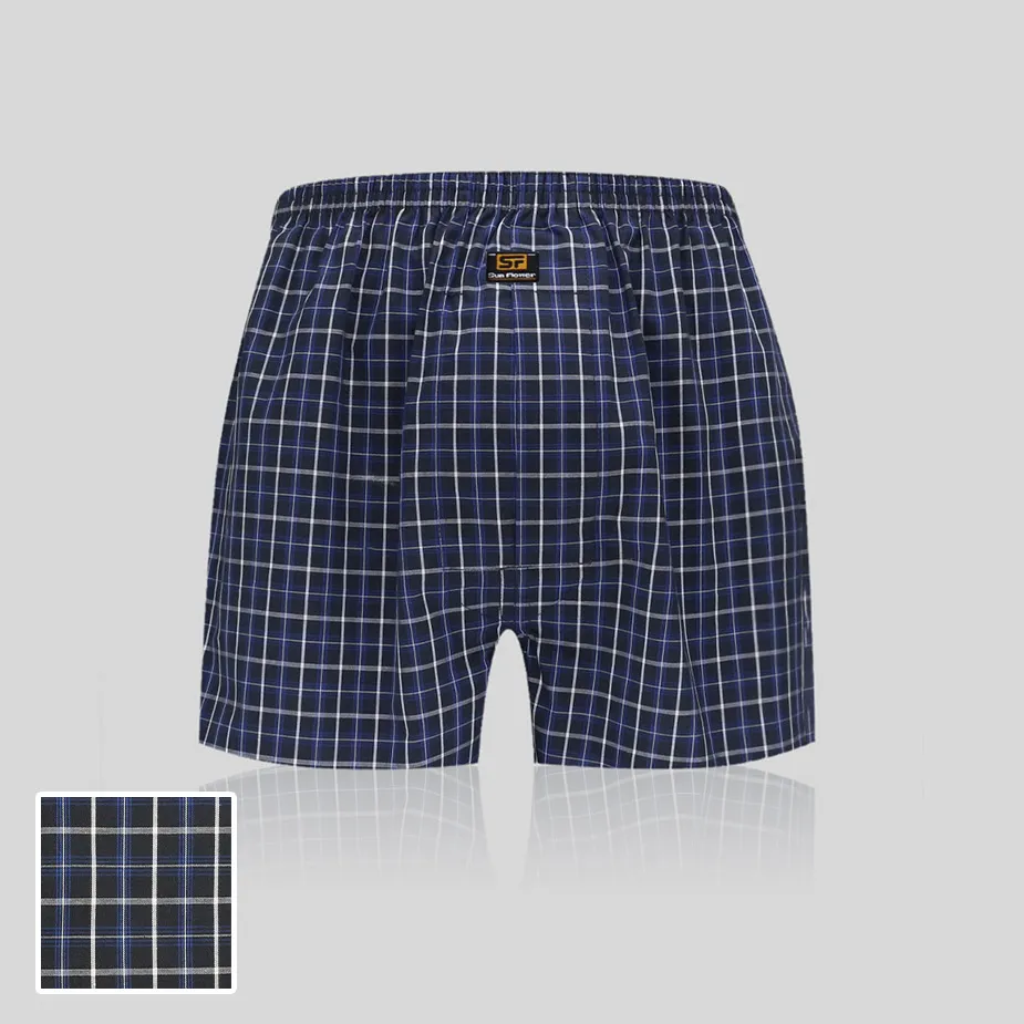 【三花】平口褲/四角褲.男內褲-藍細格 5522