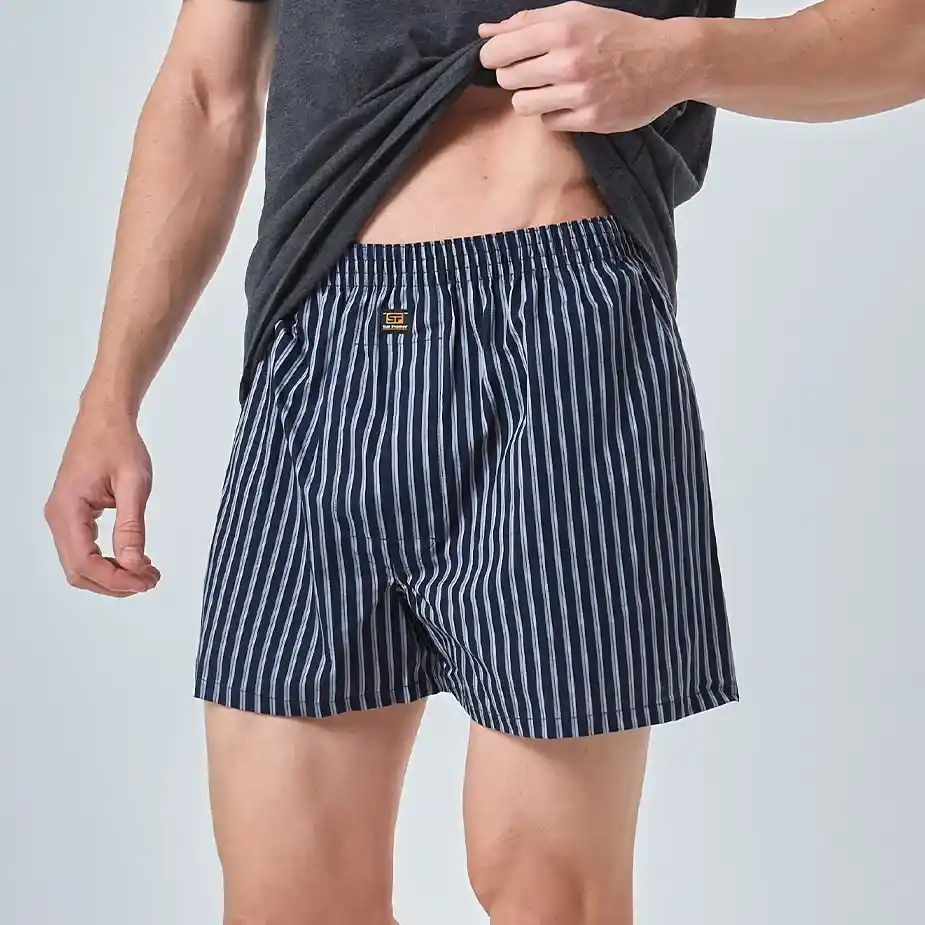 【三花】平口褲/四角褲.男內褲-藍條紋 5522