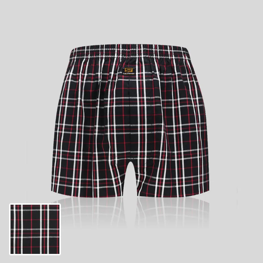 【三花】平口褲/四角褲.男內褲-紅白格 5522