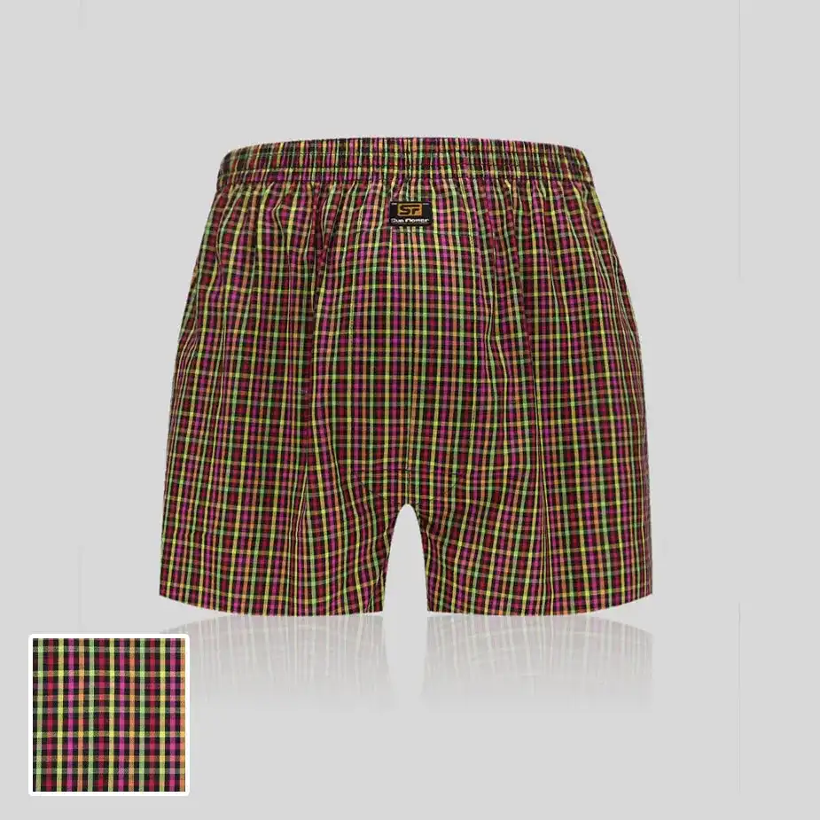 【三花】平口褲/四角褲.男內褲-黑細格 5522