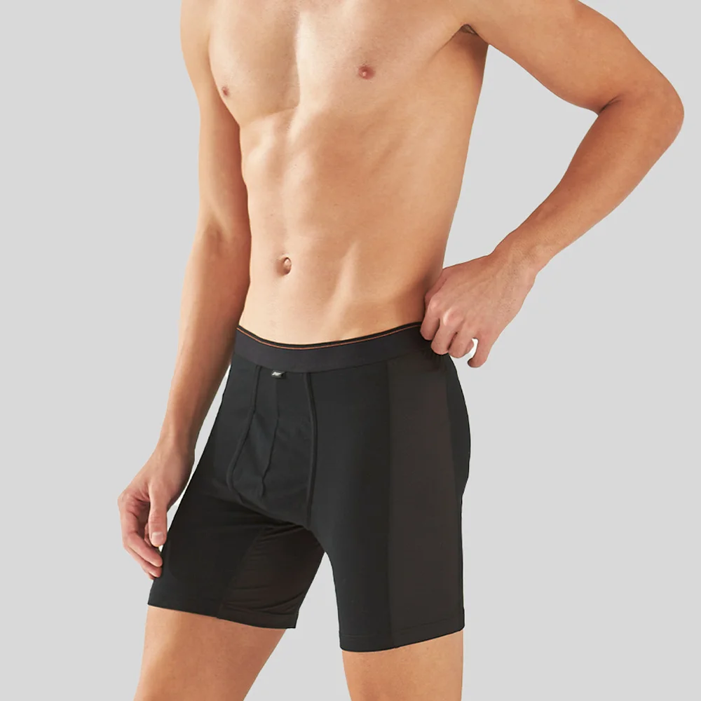 【三花】超透氣運動內褲.四角褲.男內褲(透氣網布)_加長版-黑6688