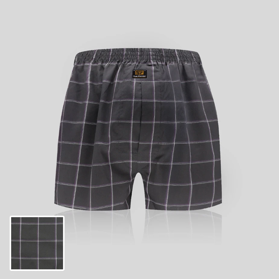 【三花】平口褲/四角褲.男內褲 紫格 5522