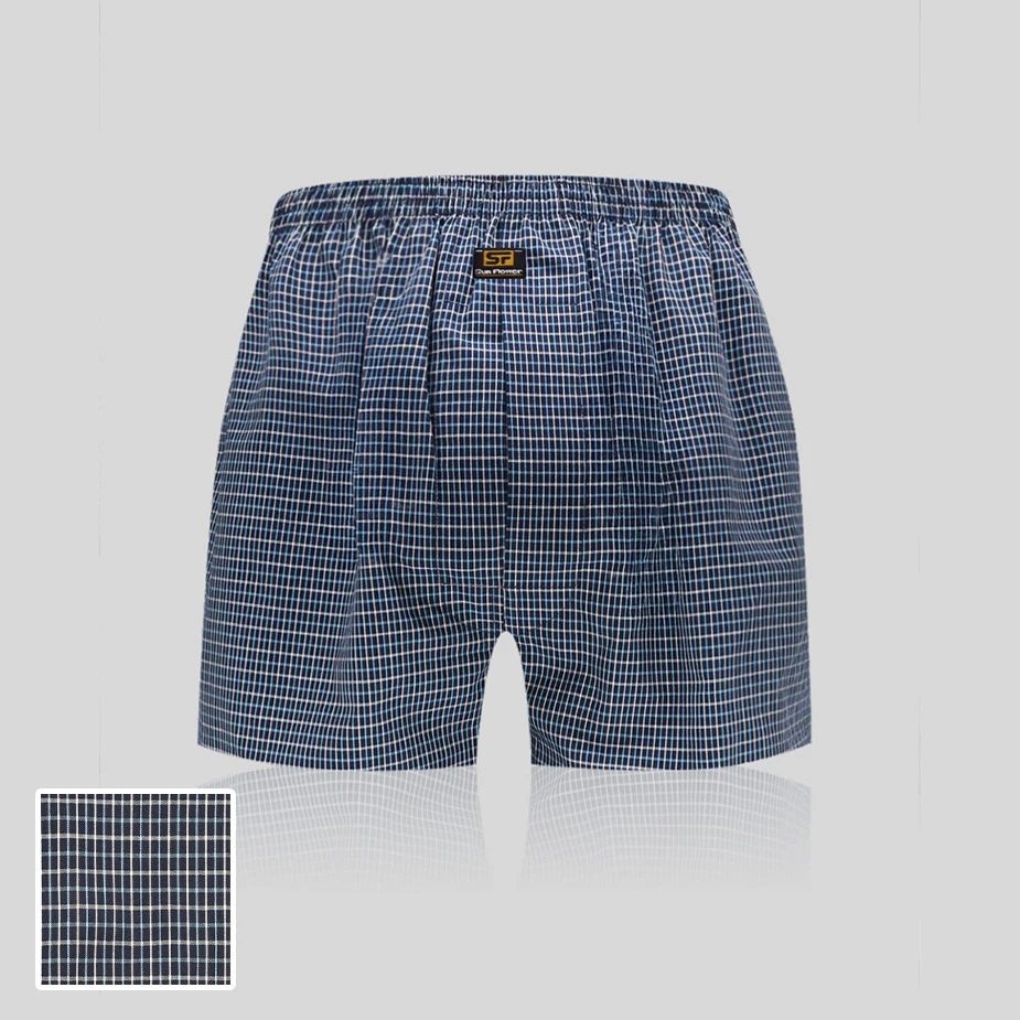 【三花】平口褲/四角褲.男內褲 藍細格 5522