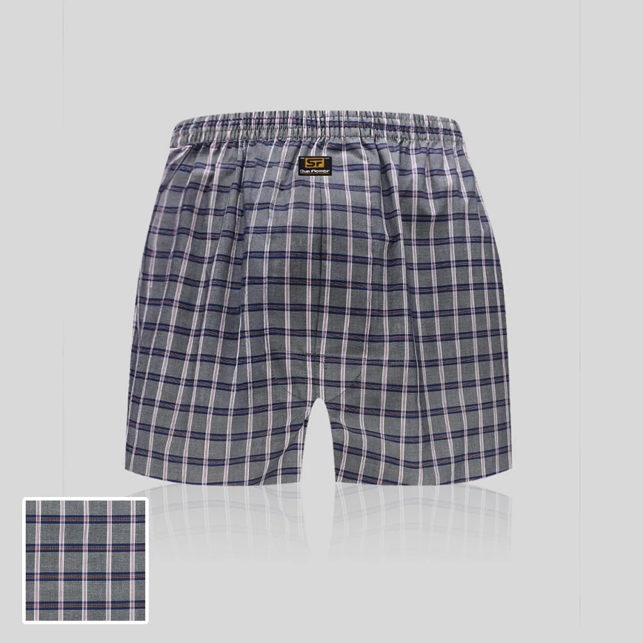 【三花】平口褲/四角褲.男內褲 灰格 5522