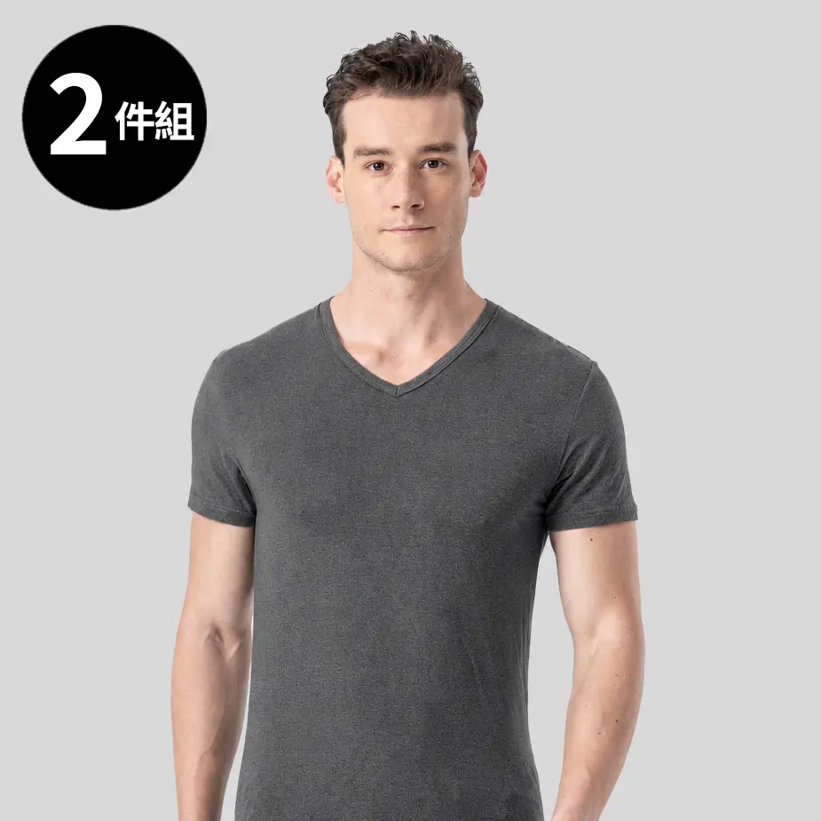 【2件組】三花蓄熱保暖機能衣-短袖男V領衫 723